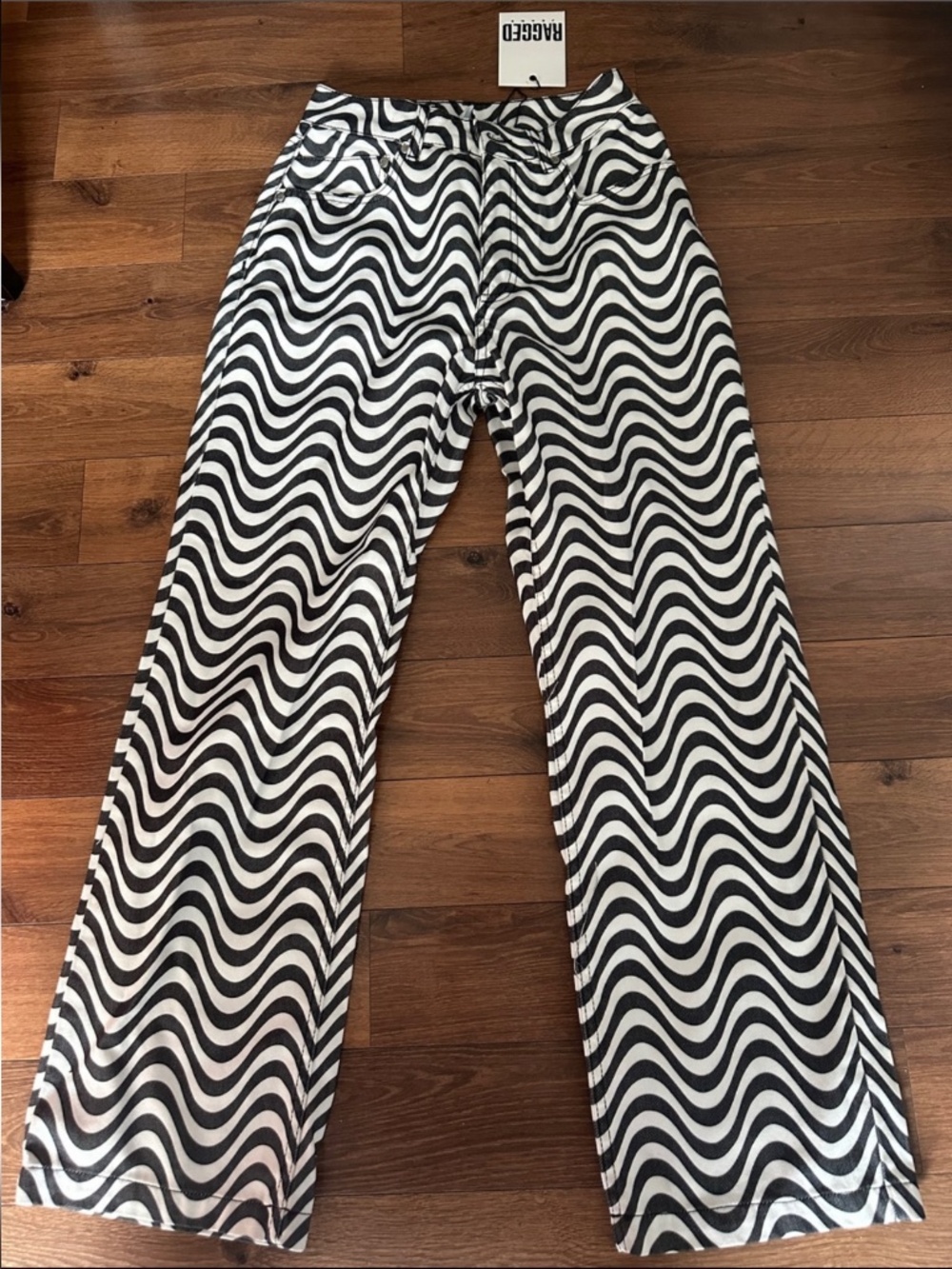 RAGGED Priest Black and White Wave Jeans. Urban Outfitters.